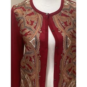 Talbots cardigan sweater women M 100% Pure Italian Merino Silk